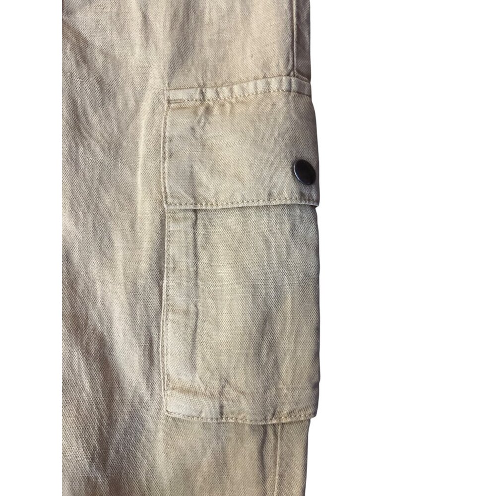 Nicole Miller Linen Blend Cropped Pants Womens L Tan Drawstring Used - Picture 7 of 16